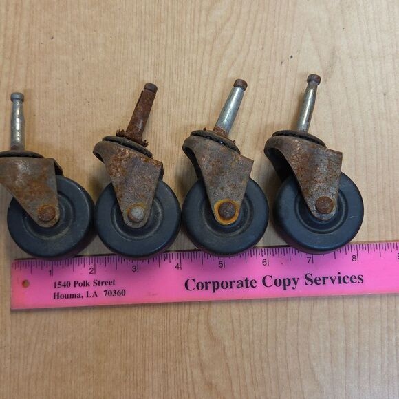 4 pcs.  2" Dia. Swivel Black Rubber Wheel Caster 3/4" USA (1) - Picture 2 of 5